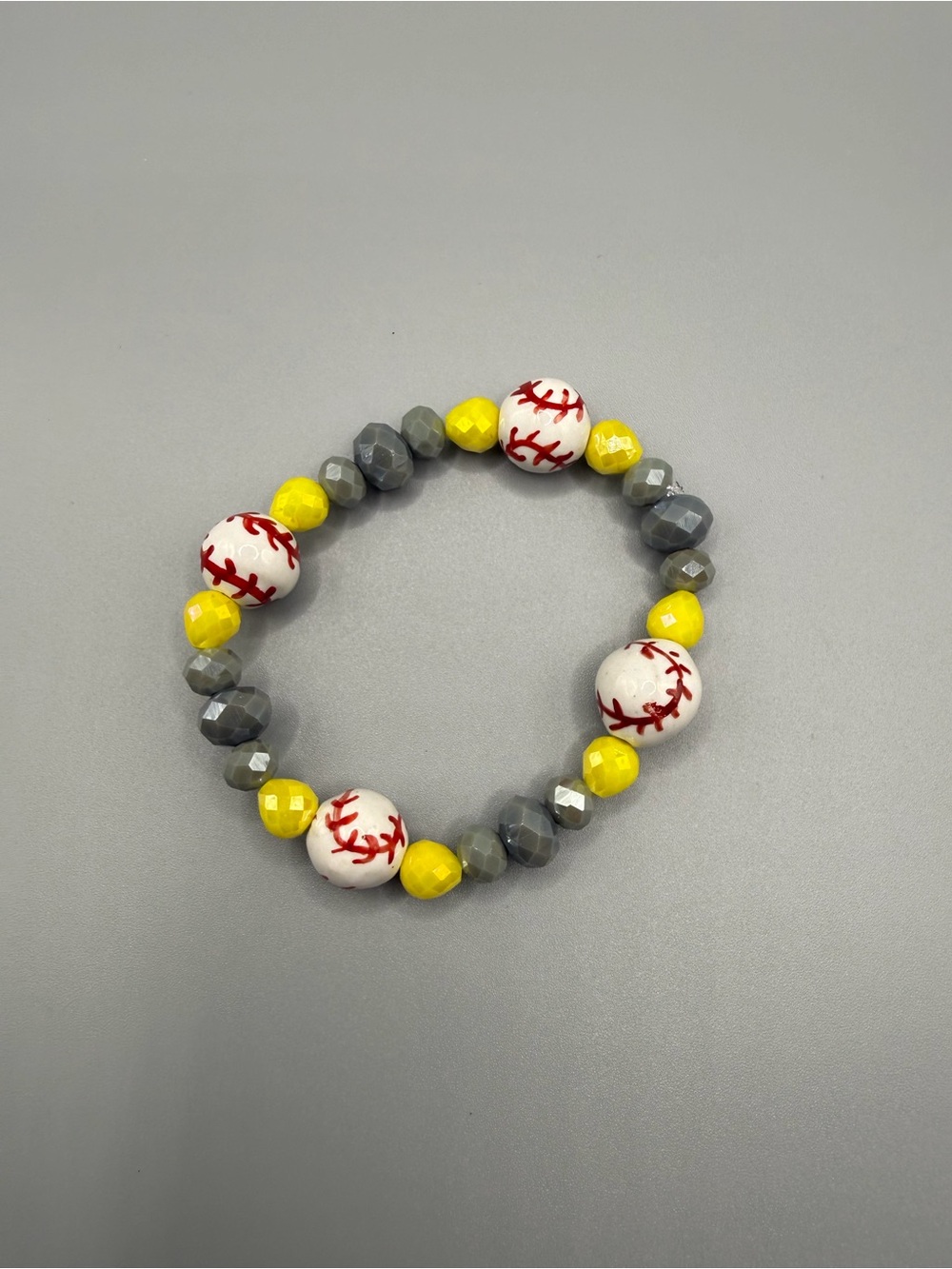 Baseball Bead Stretch Bracelet - Handmade #B0712C